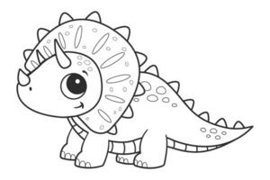 färg sida med en bild av en söt dinosaurie. färg bok för barn och vuxna vektor