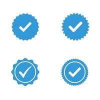blå verified profil bock ikoner vektor