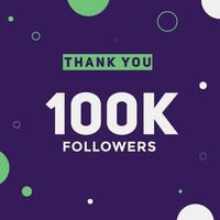 100 000 följare tack färgglad firande mall sociala medier 100 000 följare prestationsbanner vektor