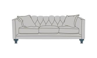 grå soffa. en modern samling av scandinavian stoppade möbel. platt illustration vektor