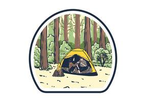 Camping im Natur mit Partner. Jahrgang draussen Illustration vektor