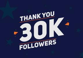30 000 följare tack färgglada firande mall sociala medier följare prestation grattis vektor