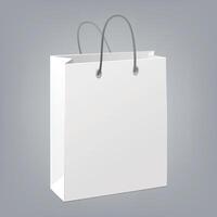 Papier Tasche Modelle von Einkaufen Geschenke und Essen Pakete realistisch Design Weiß braun und schwarz vektor