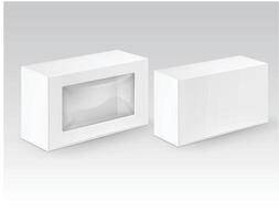 vit och brun lådor förpackning för smörgås mat gåva Övrig Produkter med plast fönster falsk vektor