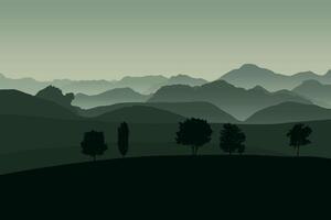 Panorama- Aussicht von Berge. illustriert im ein eben Stil. vektor