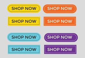 shoppa nu text webbknappar ikonetikett e-handel webbknapp shoppa eller köp vektor