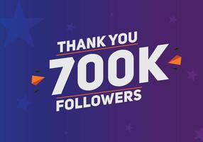 700 000 följare tack färgglada firande mall sociala medier följare prestation vektor