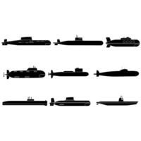 U-Boot Symbol Satz. Bathyscaphe Illustration Zeichen Sammlung. Flotte Symbol oder Logo. vektor