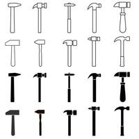 Hammer Symbol Satz. Reparatur Illustration Zeichen Sammlung. Werkzeug Symbol oder Logo. vektor