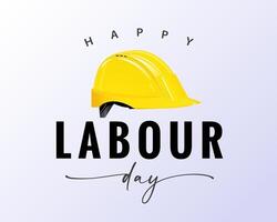 Lycklig arbetskraft dag gåva kort med 3d gul hjälm. 1:a Maj, internationell arbetare dag illustration vektor