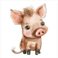 Aquarell Baby Schwein. süß wenig Schwein im Aquarell Gemälde Stil. vektor