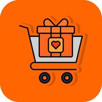 Einkaufen Wagen gefüllt Orange Hintergrund Symbol vektor