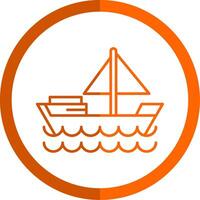 Schlauchboot Linie Orange Kreis Symbol vektor