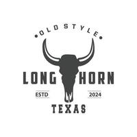 longhorn djur- logotyp design, bruka retro årgång horn minimalistisk enkel mall illustration vektor