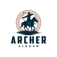 archer logotyp silhuett krigare bågskytte enkel design rosett och pil mall illustration vektor