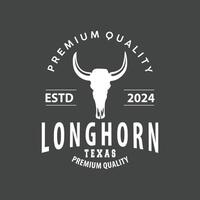 longhorn djur- logotyp design, bruka retro årgång horn minimalistisk enkel mall illustration vektor