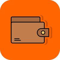 plånbok fylld orange bakgrund ikon vektor