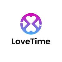 Liebe Herz verbinden Dating Sand Uhr Logo vektor