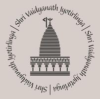 vaidyanath jyotirlinga tempel 2d ikon med text. vektor