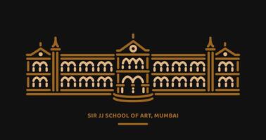 Herr jj Schule von Kunst Collage im Mumbai Gebäude Linie Illustration. vektor