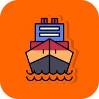 Logistik Schiff gefüllt Orange Hintergrund Symbol vektor