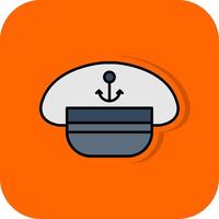 Kapitän Hut gefüllt Orange Hintergrund Symbol vektor