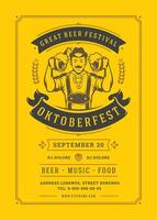 oktoberfest flygblad eller affisch retro typografi mall design willkommen zum öl festival firande illustration vektor