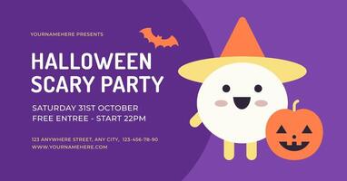 halloween skrämmande barn fest baner med söt trollkarl och pumpa design mall platt vektor