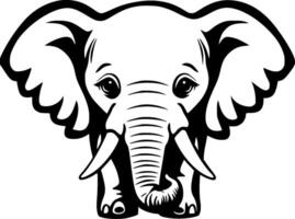 elefant bebis - svart och vit isolerat ikon - illustration vektor