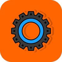 kugghjul fylld orange bakgrund ikon vektor