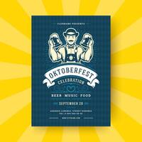 Oktoberfest Flyer oder Poster retro Typografie Vorlage Design Einladung Bier Festival Feier Illustration. vektor