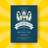 oktoberfest flygblad eller affisch retro typografi mall design inbjudan öl festival firande illustration. vektor