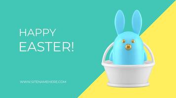 Ostern Hase im Korb glücklich Urlaub Herzliche Glückwünsche 3d Banner Design Vorlage realistisch Illustration vektor