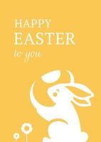 Lycklig påsk årgång hälsning kort kanin med kyckling ägg design mall platt illustration vektor