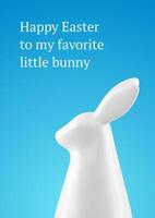 glücklich Ostern 3d Gruß Karte Weiß Hase Flitter mit lange Ohren Urlaub Design Vorlage realistisch Illustration vektor