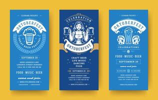 Oktoberfest Flyer oder Banner einstellen Jahrgang typografisch Design Vorlagen Illustration. vektor