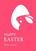 glücklich Ostern Jahrgang Rosa Gruß Karte Hase Hähnchen Ei Silhouette Design Vorlage eben vektor