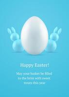 Lycklig påsk kyckling ägg kanin struntsak festlig 3d hälsning kort design mall realistisk vektor
