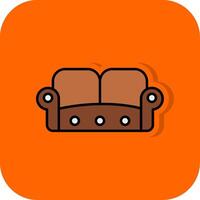 Sofa gefüllt Orange Hintergrund Symbol vektor