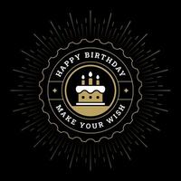 glücklich Geburtstag Kuchen mit Kerzen schwarz Gruß Jahrgang Sozial Medien Post Vorlage vektor