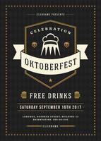 Oktoberfest Bier Festival Feier retro Typografie Poster vektor