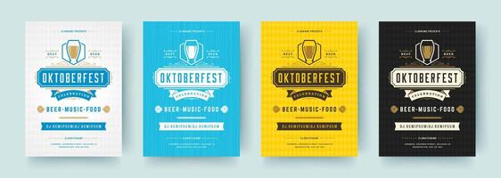 Oktoberfest Flyer oder Plakate retro Typografie Vorlagen Design Einladungen Bier Festival Feier. vektor