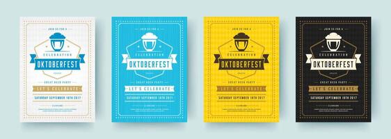 Oktoberfest Flyer oder Plakate retro Typografie Vorlagen Design Einladungen Bier Festival Feier. vektor