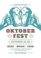 Oktoberfest Flyer oder Poster retro Typografie Vorlage Design willkommen zum Einladung Bier Festival Feier. vektor
