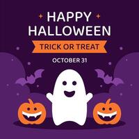 glücklich Halloween Trick oder behandeln Kinder Gruß Karte Sozial Medien Post Design Vorlage eben vektor