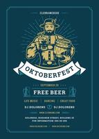 Oktoberfest Flyer oder Poster retro Typografie Vorlage Design Bier Festival Feier Illustration vektor