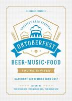 Oktoberfest Bier Festival Feier retro Typografie Poster oder Flyer vektor