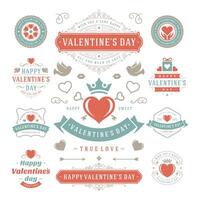 Valentinsgrüße Tag Etiketten und Karten Satz, Herz Symbole Symbole, Schöne Grüße Karten, Silhouetten vektor