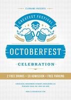oktoberfest öl festival firande retro typografi affisch eller flygblad vektor