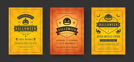 halloween fest flygblad inbjudningar eller posters uppsättning illustration vektor